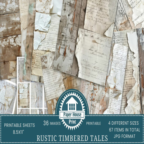 Timbered Tales Junk Journal Pages, Tattered Notes Printable cover image.