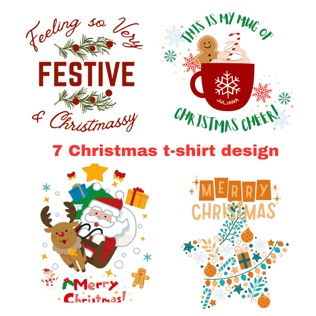 7 Christmas t-shirt design preview image.