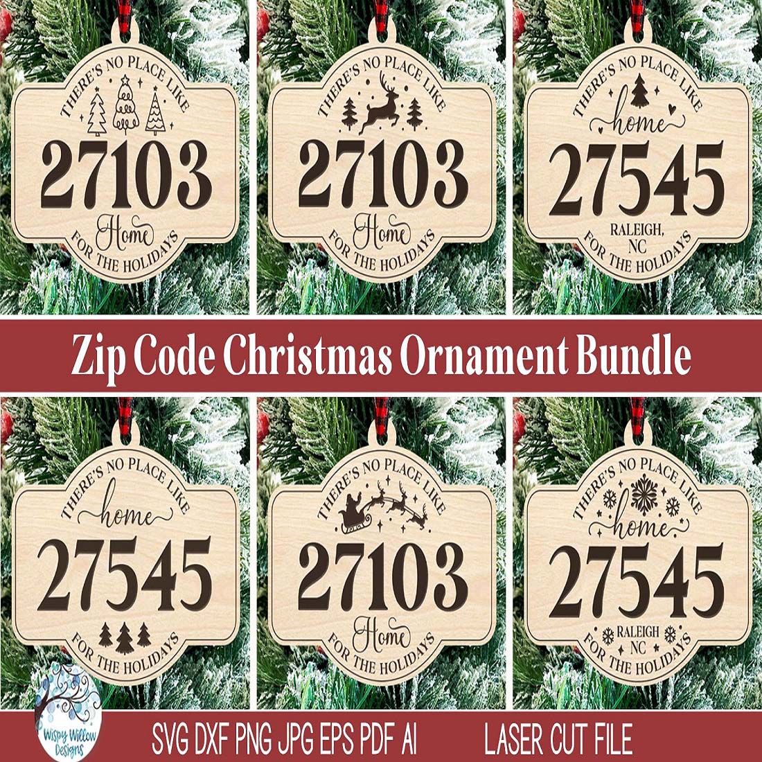 There's No Place Like Home Zipcode Christmas Ornament Bundle cover image.