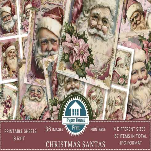 Vintage Christmas Santa's Junk Journal Kit cover image.