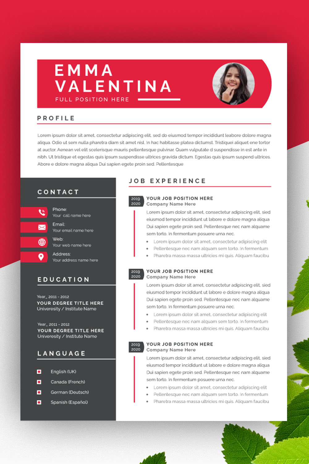 Resume and Cover Letter Layout pinterest preview image.