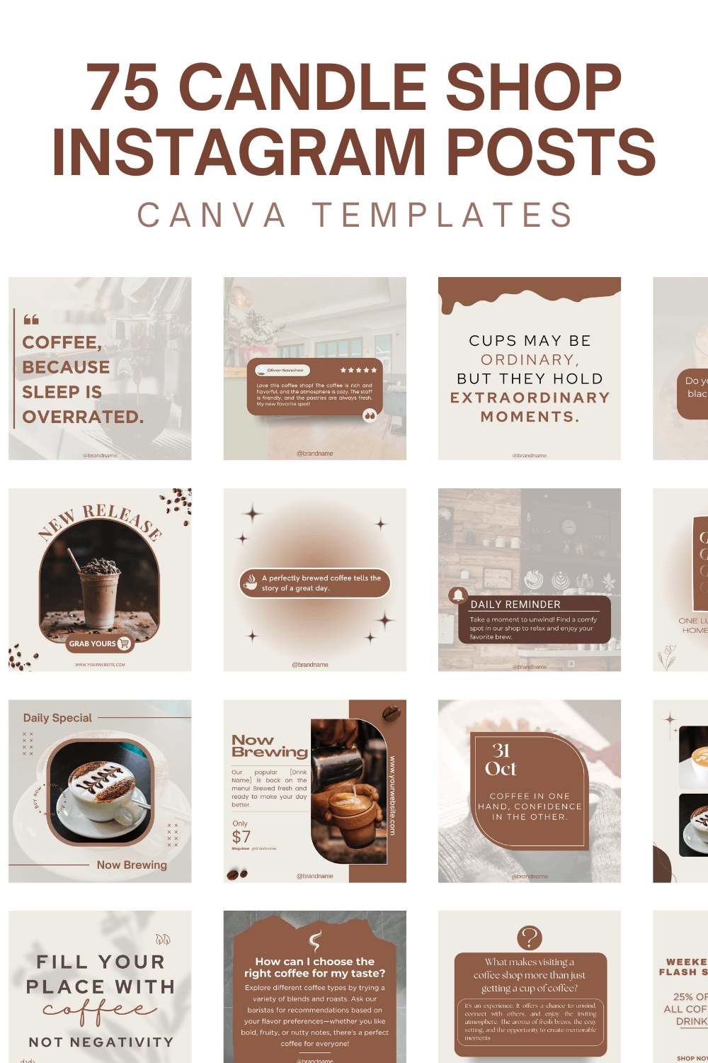 75 Candle Shop Instagram Templates - Handmade Business Social Media Posts pinterest preview image.