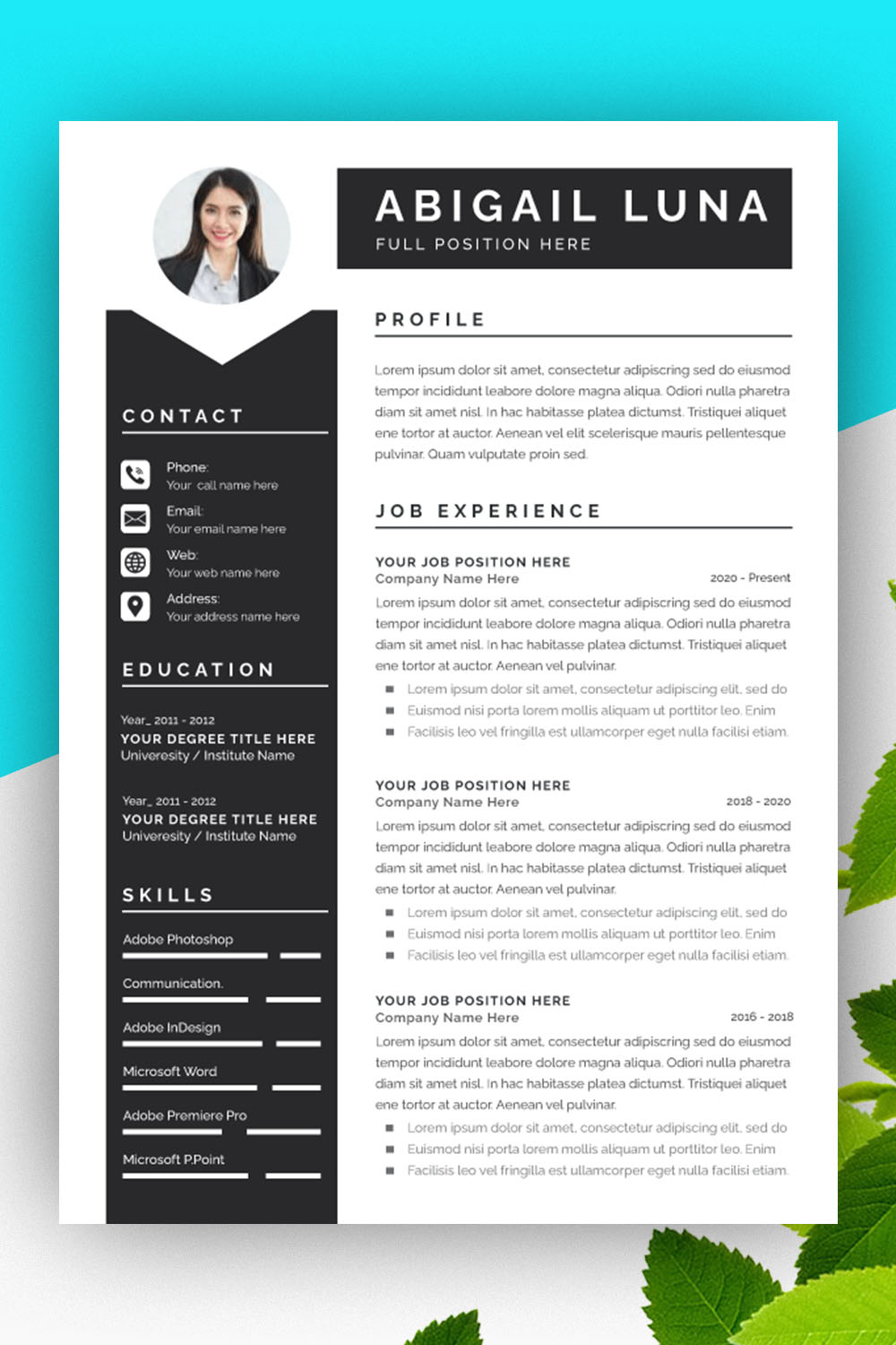 Resume Layout Set with Navy Elements pinterest preview image.