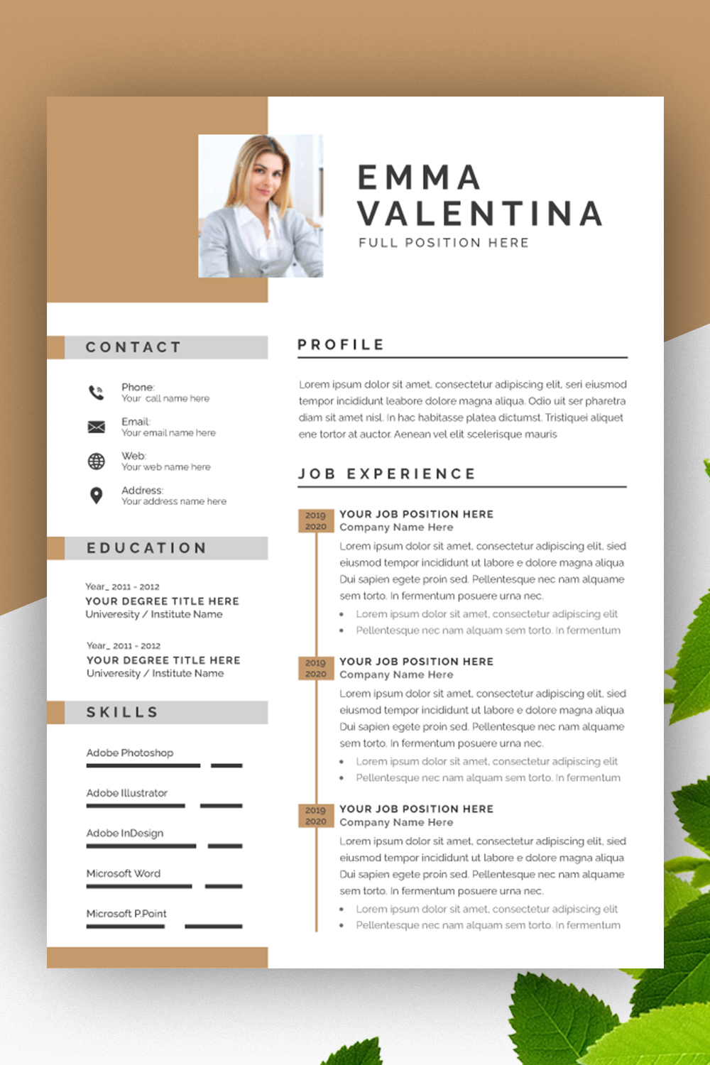 Clean and Professional Resume Layout pinterest preview image.