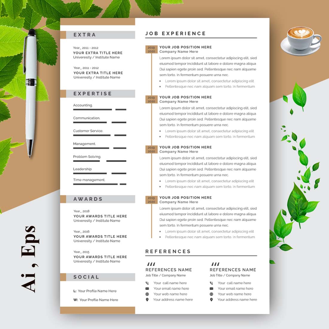 Clean and Professional Resume Layout preview image.