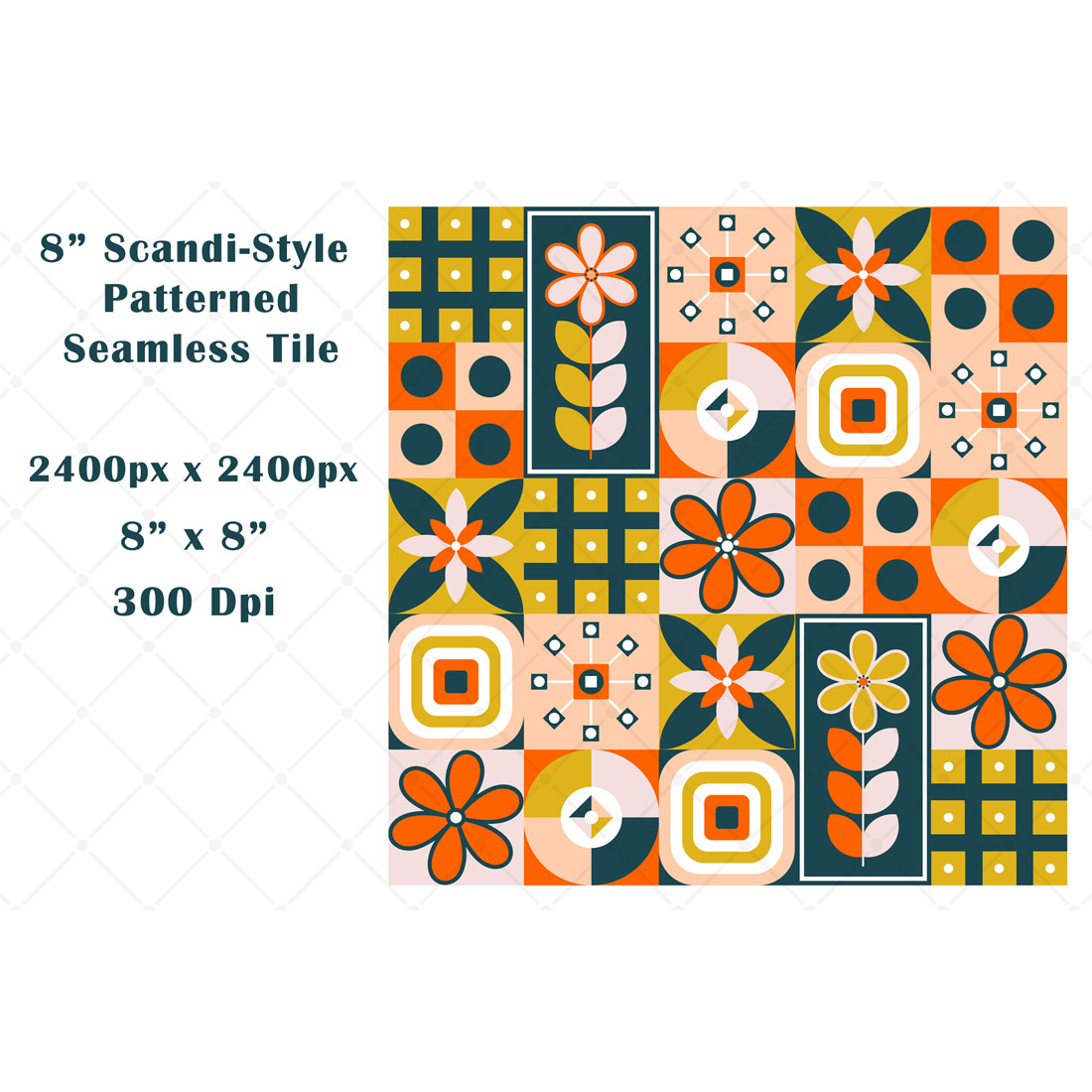 Colorful Scandi Style Seamless Pattern Tile preview image.