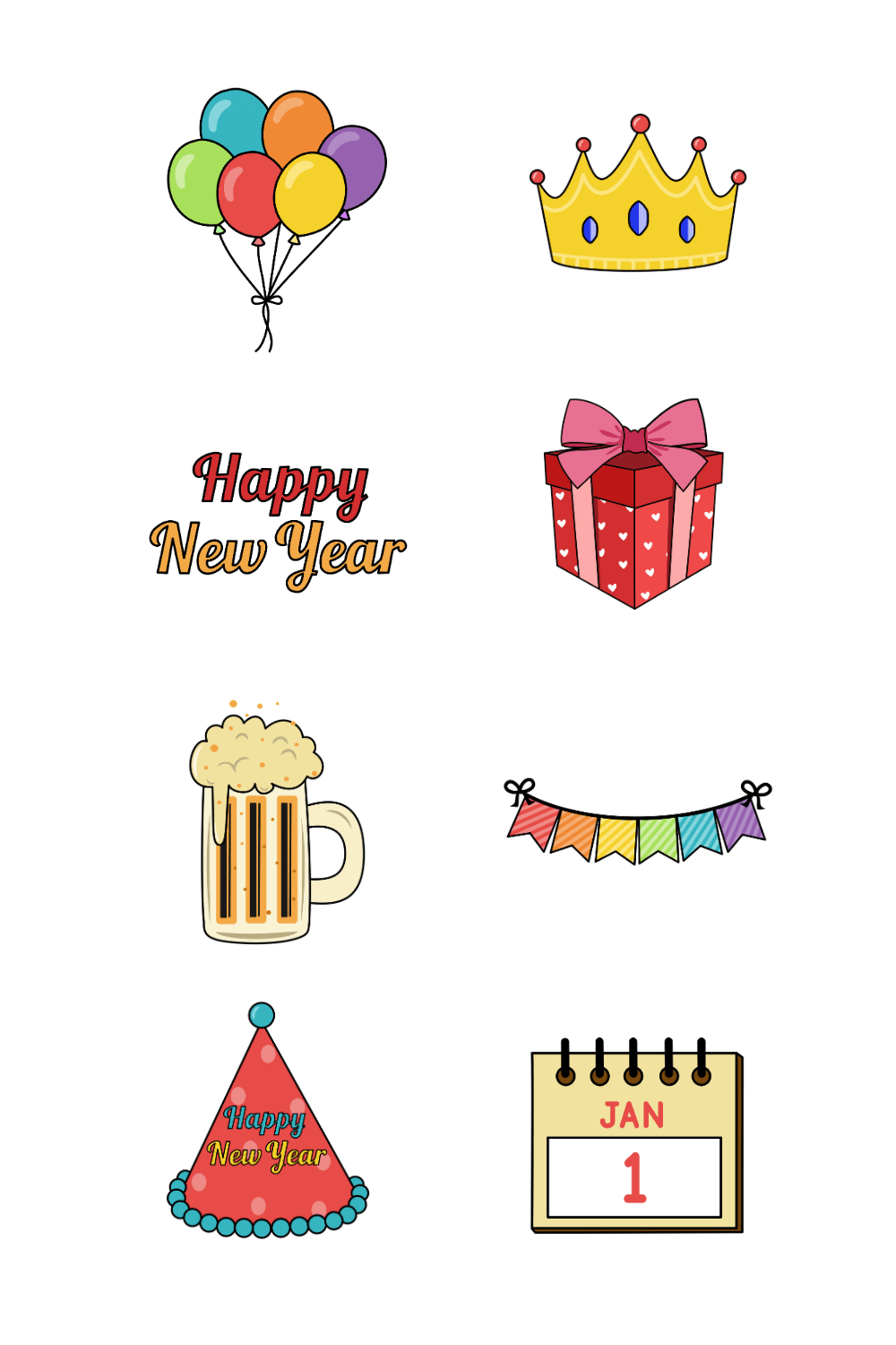 New Year Clipart Bundle pinterest preview image.