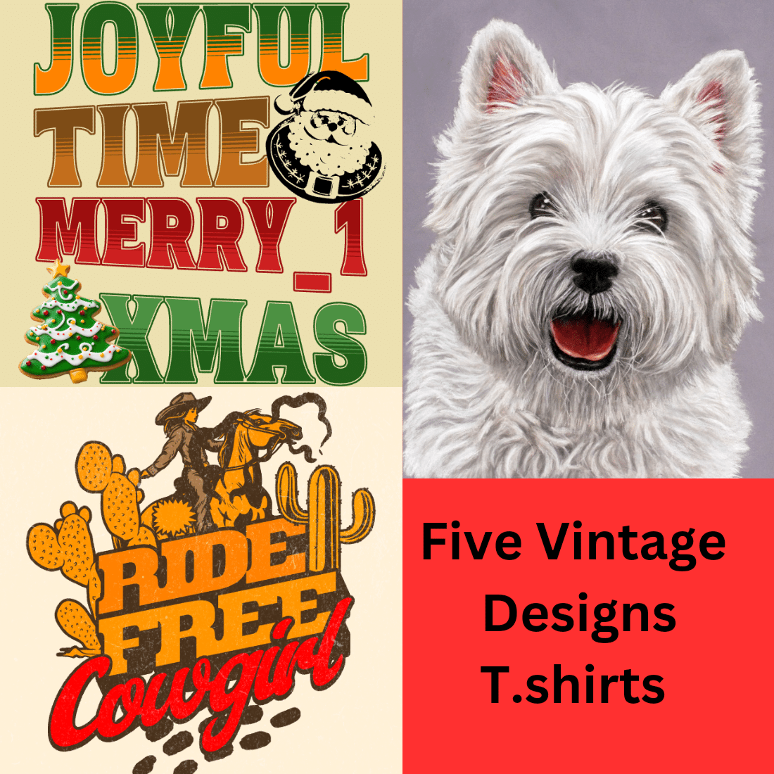 Five Vintage T-shirt Designs cover image.