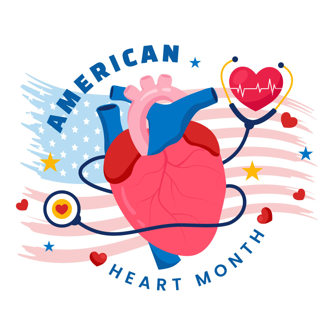 12 February is American Heart Month Illustration preview image.