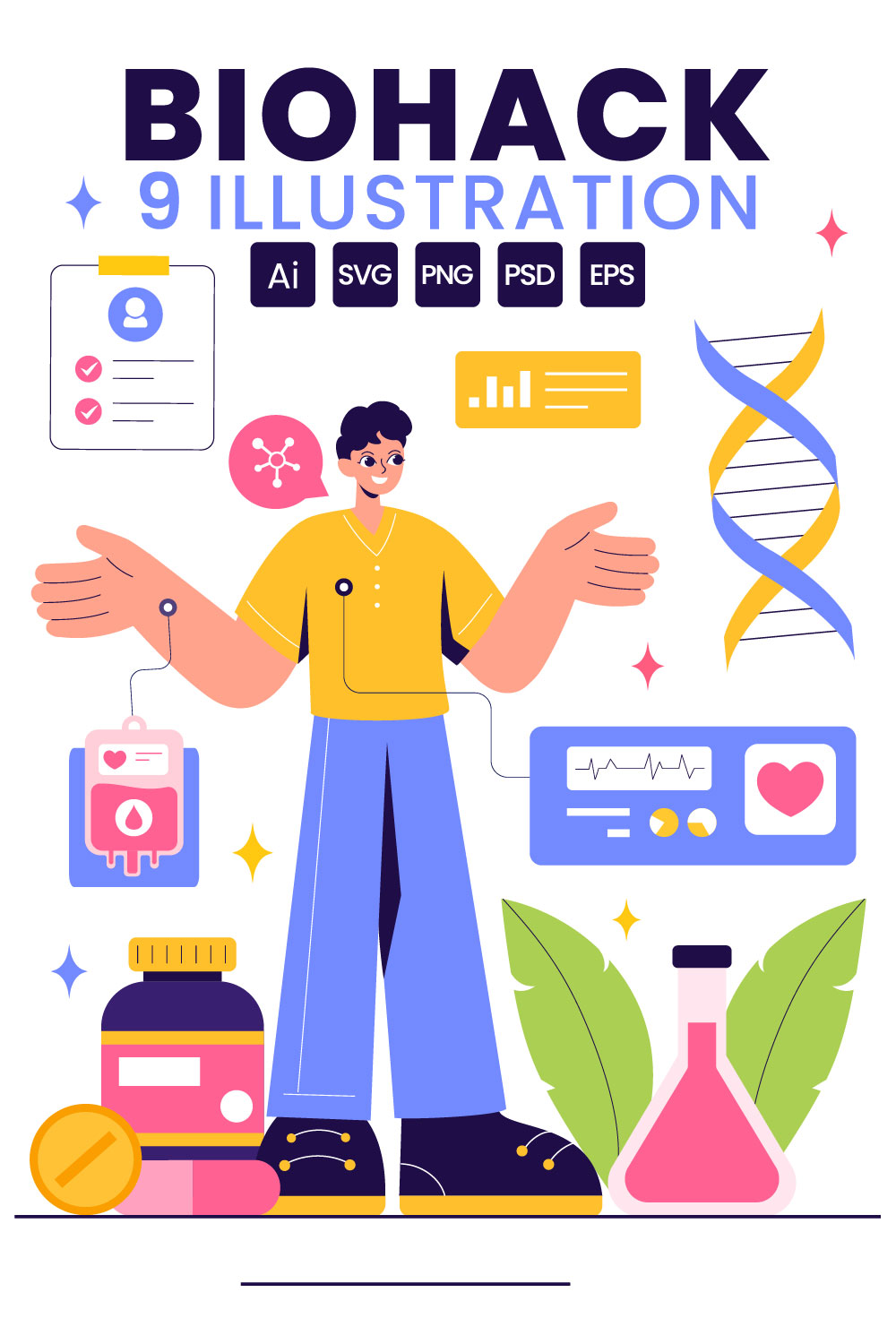 9 Biohacking Technology Illustration pinterest preview image.