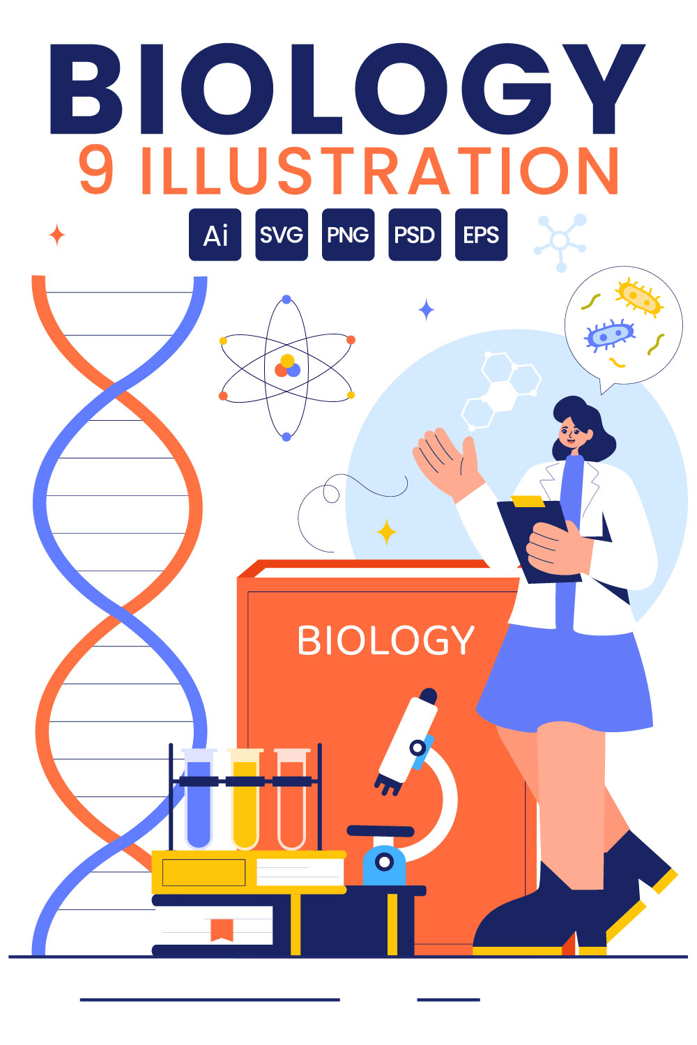 9 Biotechnology and Genetics Illustration pinterest preview image.