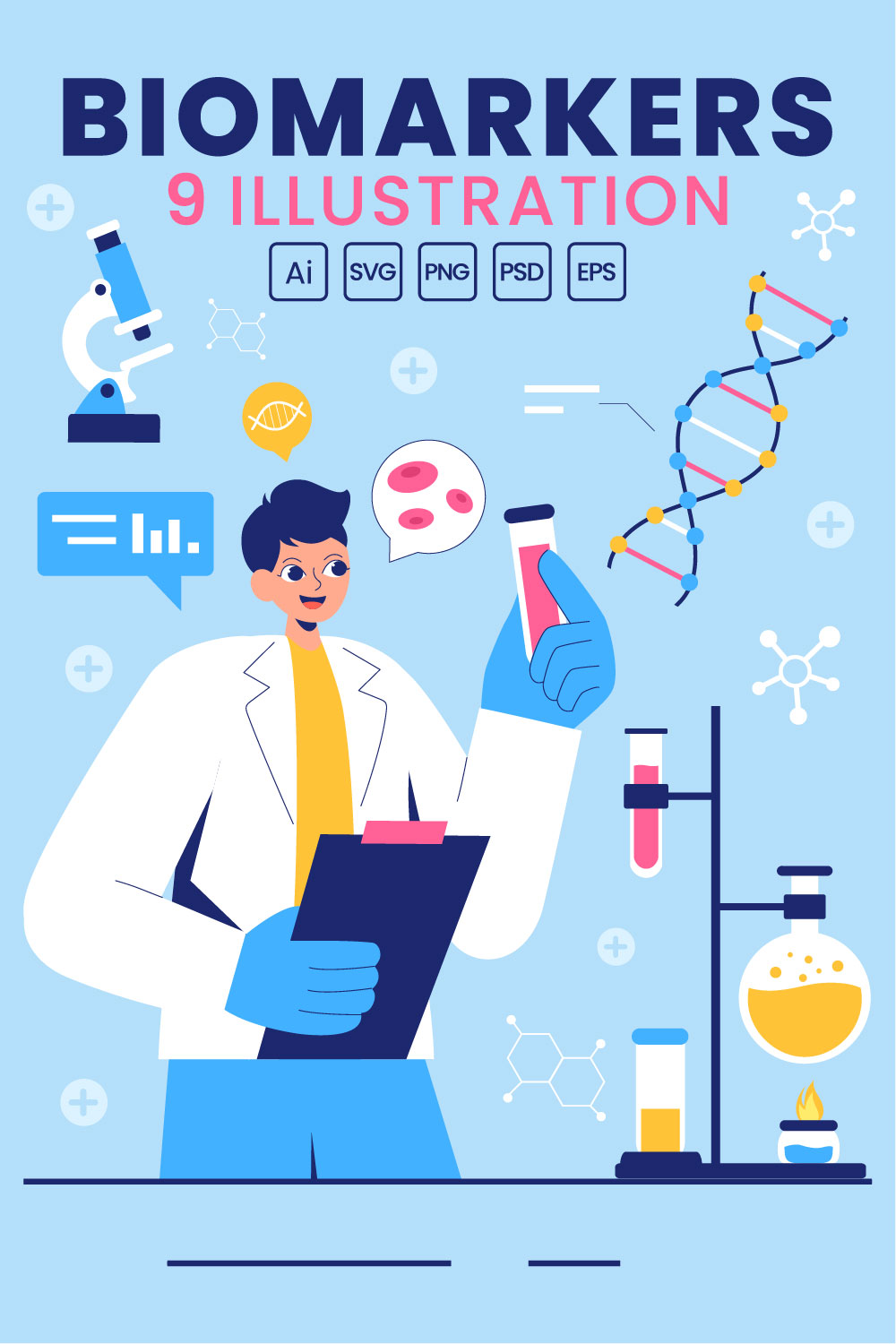 9 Biomarkers Research Illustration pinterest preview image.