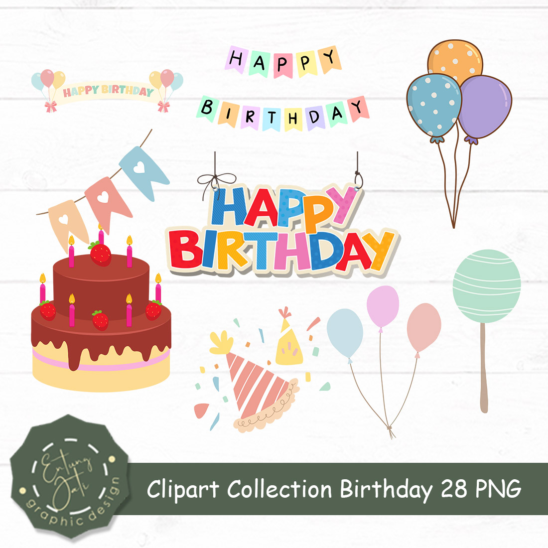 28 Cute Clipart Birthday - Only 10 preview image.