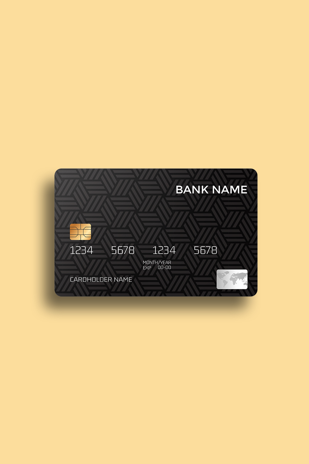 Elegant black debit card design template pinterest preview image.