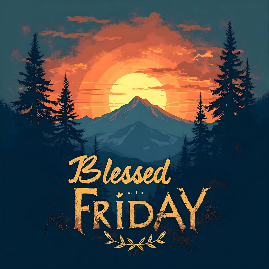 9 Best Blessed Friday T-Shirt Designs with Bold Typography and Nature Elements preview image.