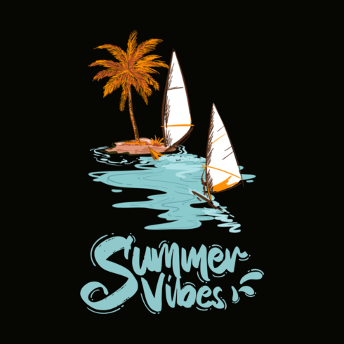 Blue & Orange Summer Vibes T-Shirt Design – Vibrant, Fun, and Perfect for Hot Days cover image.