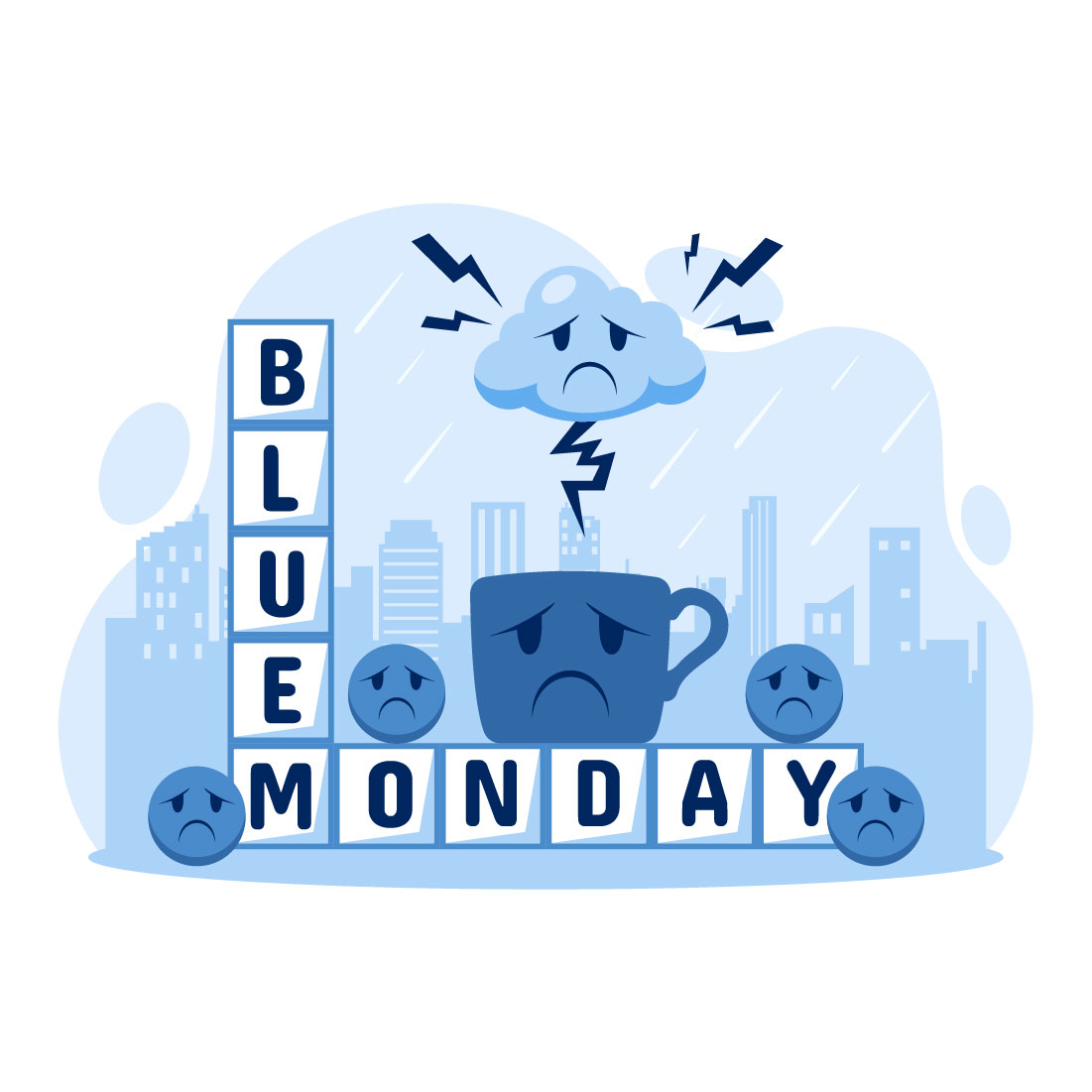 10 Blue Monday Illustration preview image.