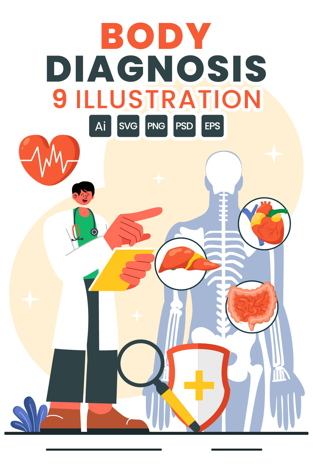 9 Body Diagnosis Illustration pinterest preview image.