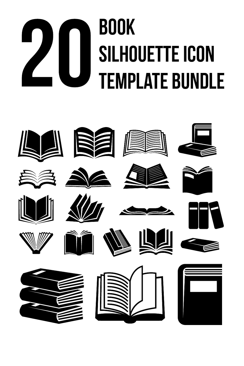 Book silhouette vector bundle set pinterest preview image.