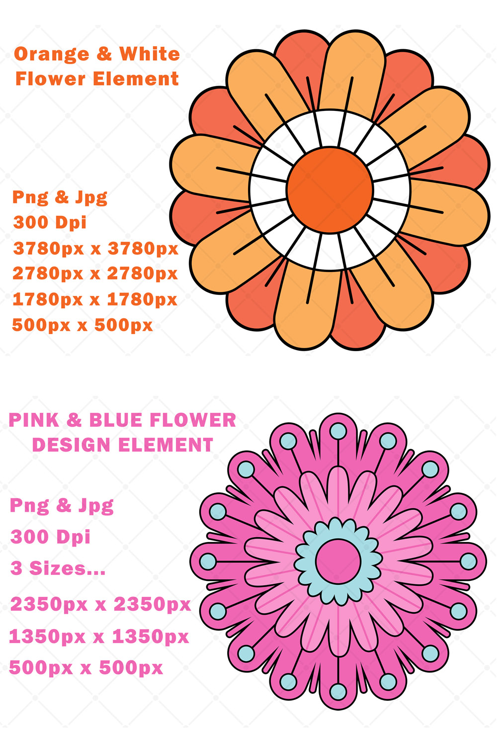 5 x Abstract Retro Floral Design Elements pinterest preview image.