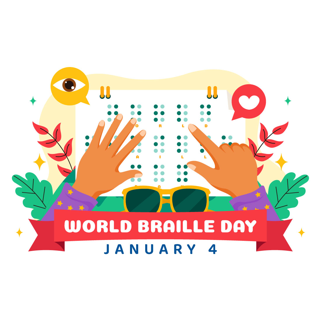 12 World Braille Day Illustration preview image.