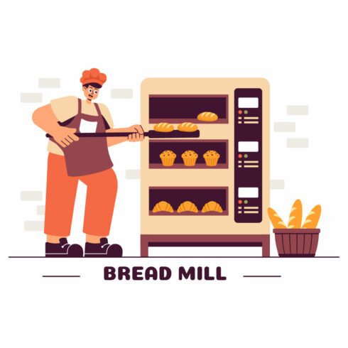 10 Traditional Bread Mill Illustration cover image.