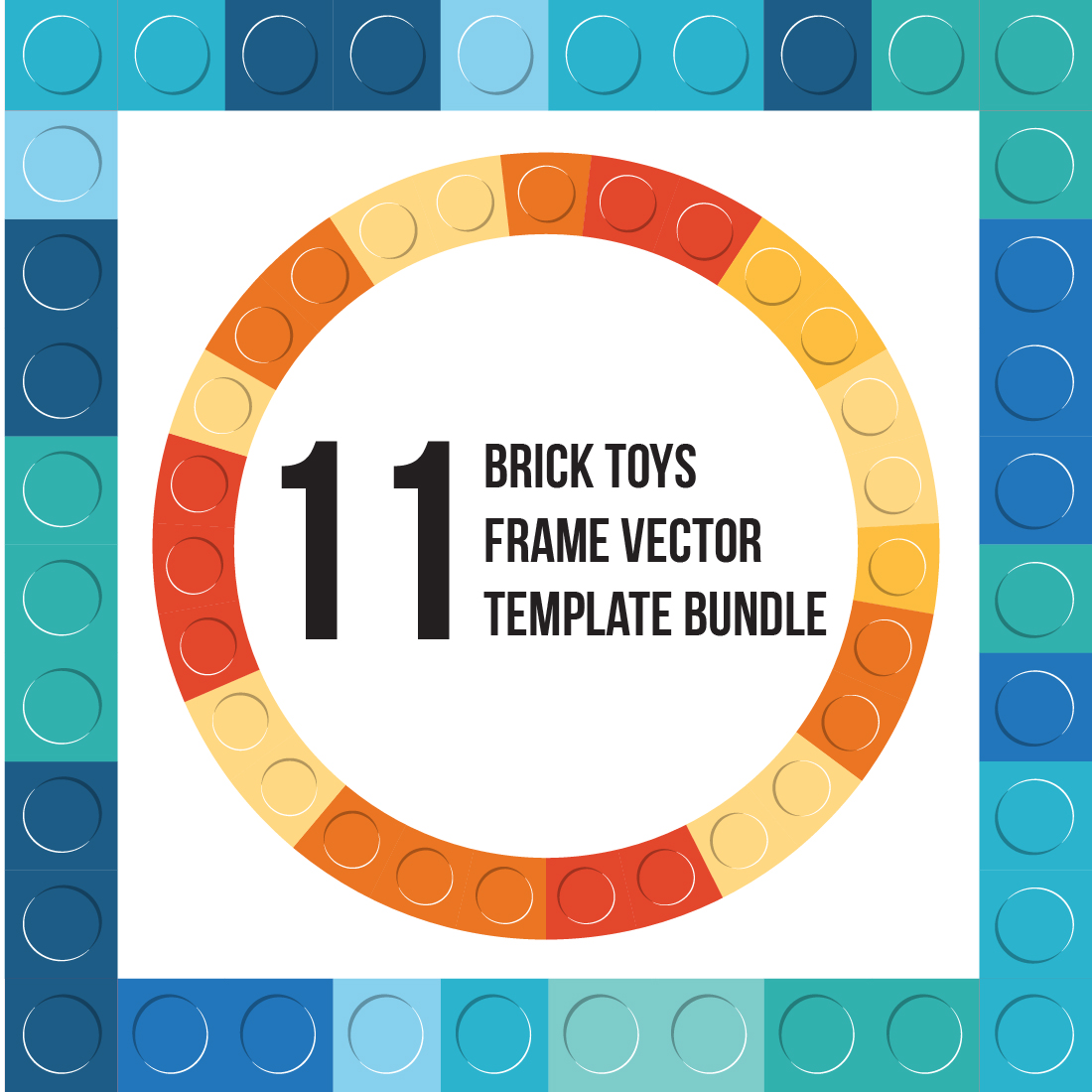 block toys frame vector template bundle set cover image.