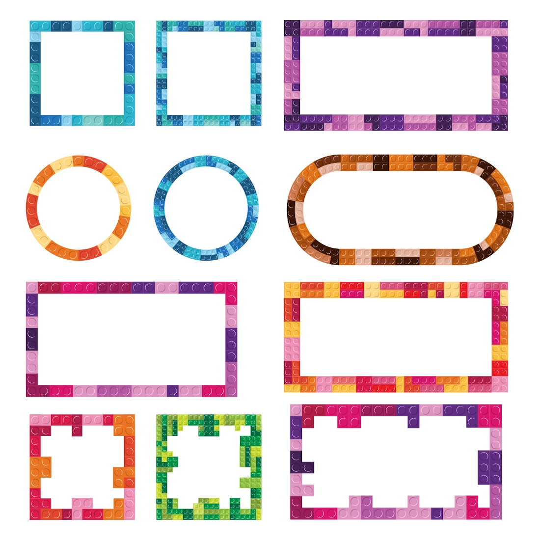 block toys frame vector template bundle set preview image.