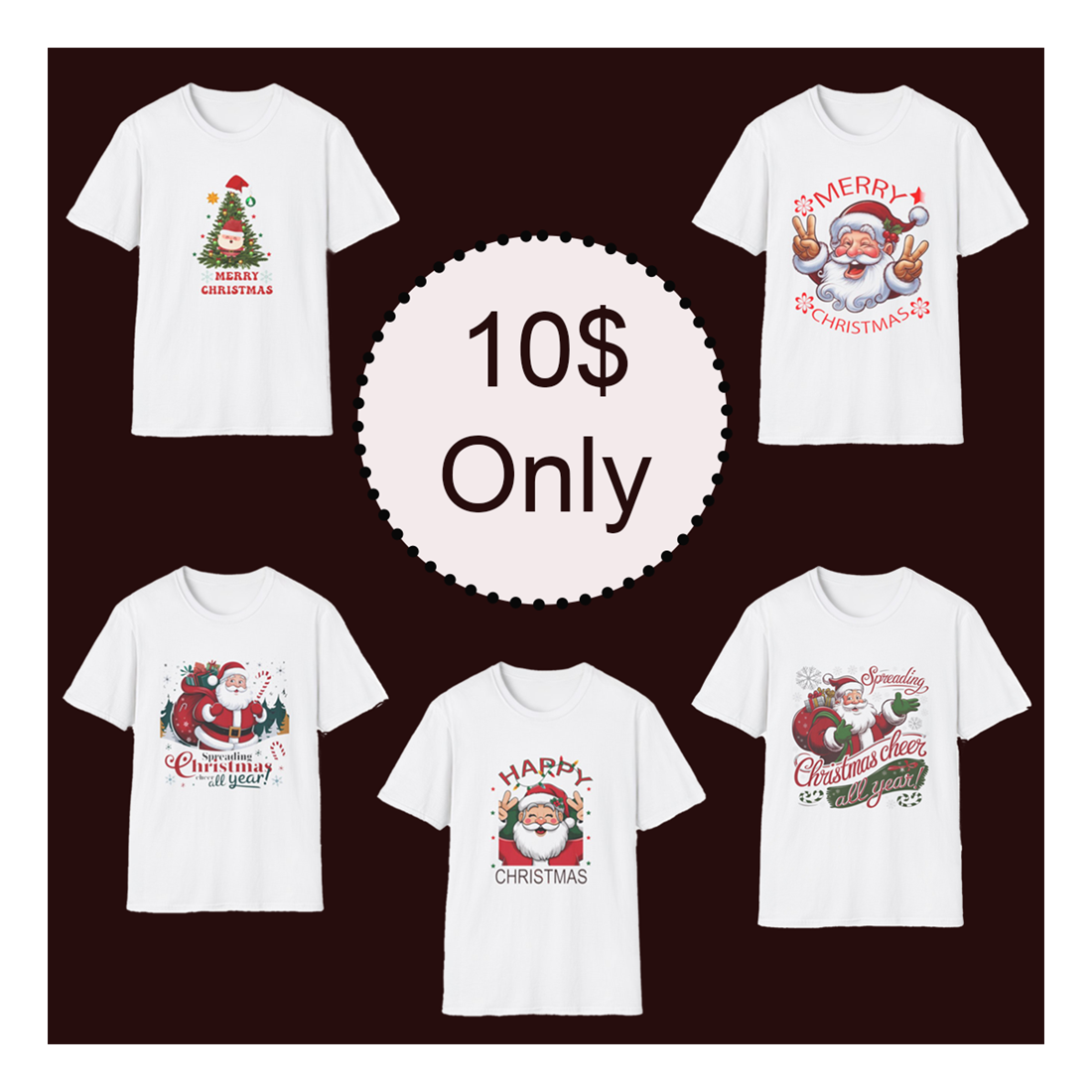 I am selling bundle of five Christmas t- shirt designs preview image.