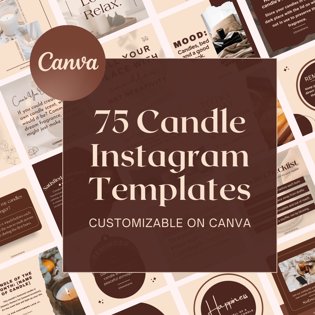 75 Candle Shop Instagram Templates - Handmade Business Social Media Posts cover image.