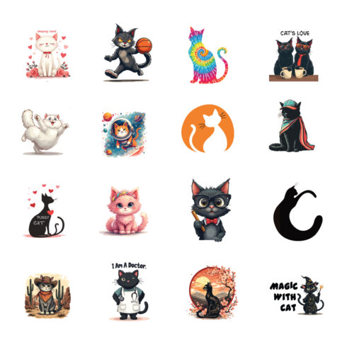 Master Bundle: 16 Unique Cat Illustrations cover image.