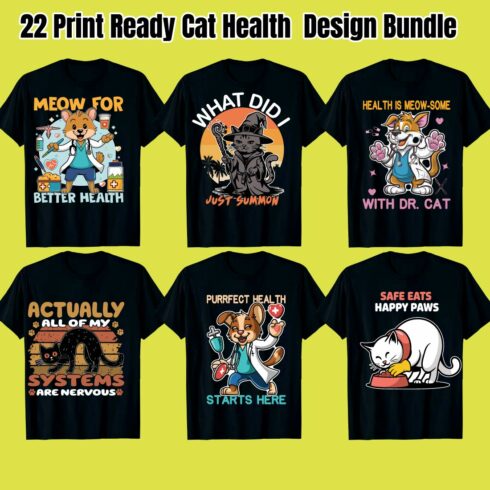 22 Print Ready Cat Health 22 Cat with Animal Bundle Design cover image.