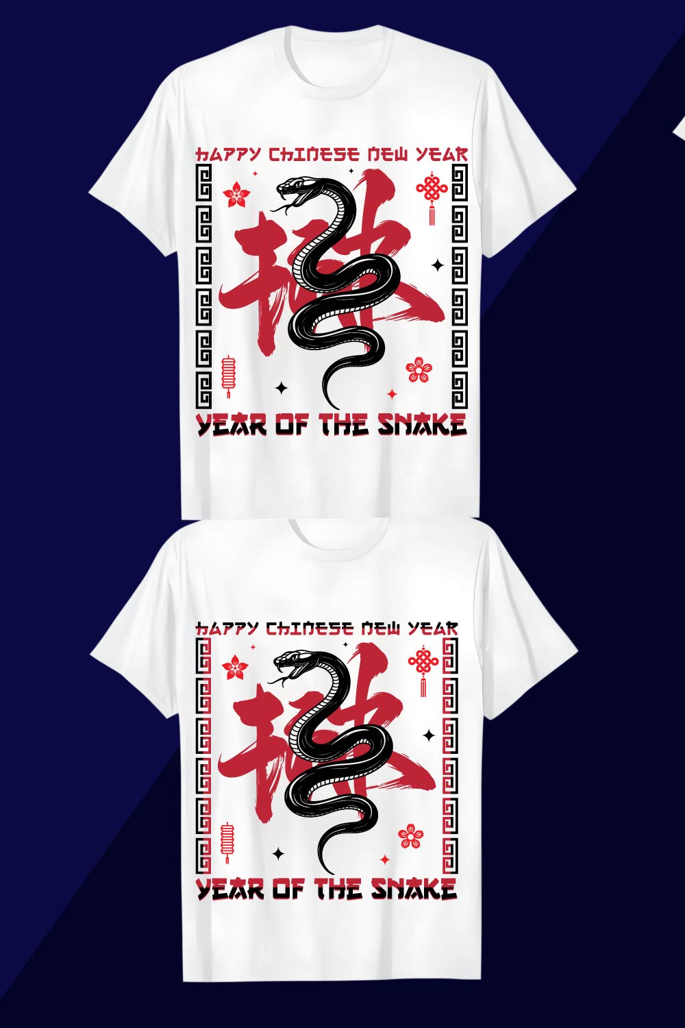 2 Design Chinese Happy New Year 2025 Snake Design pinterest preview image.