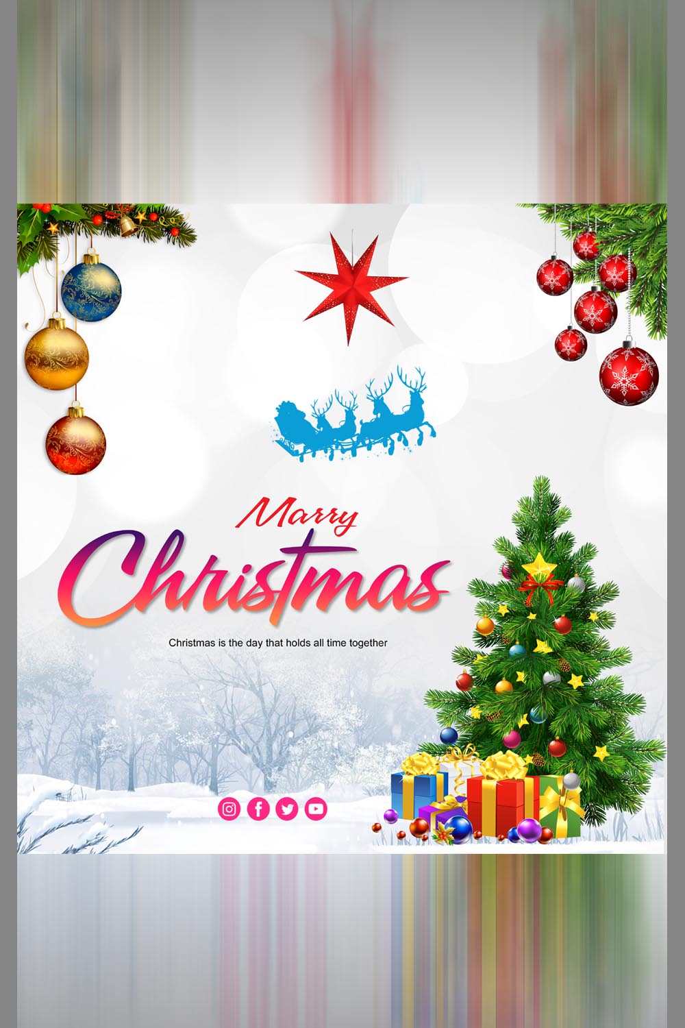 Christmas PSD Template pinterest preview image.