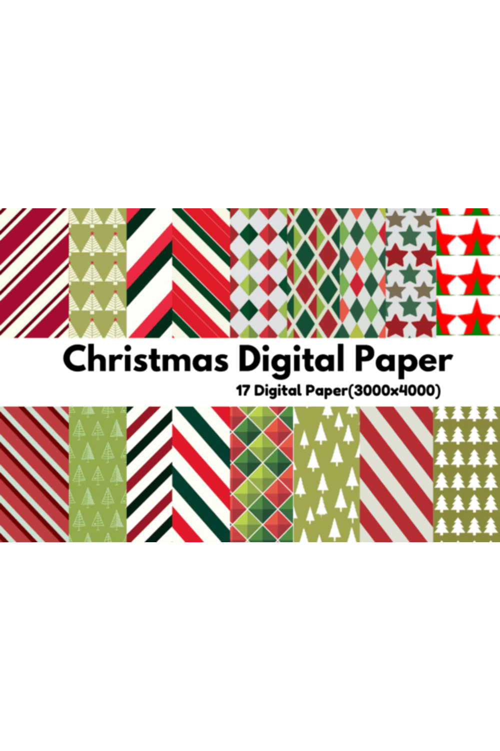 Christmas Digital Paper pinterest preview image.