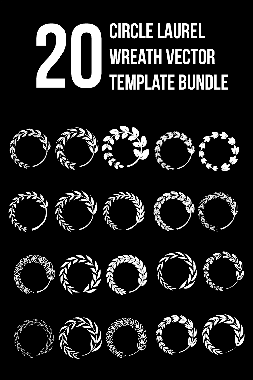 20 circle laurel wreath vector template bundle pinterest preview image.