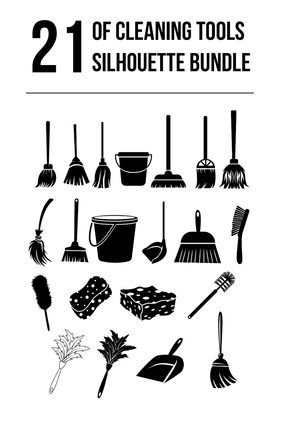 cleaning tools vector silhouette bundle set pinterest preview image.