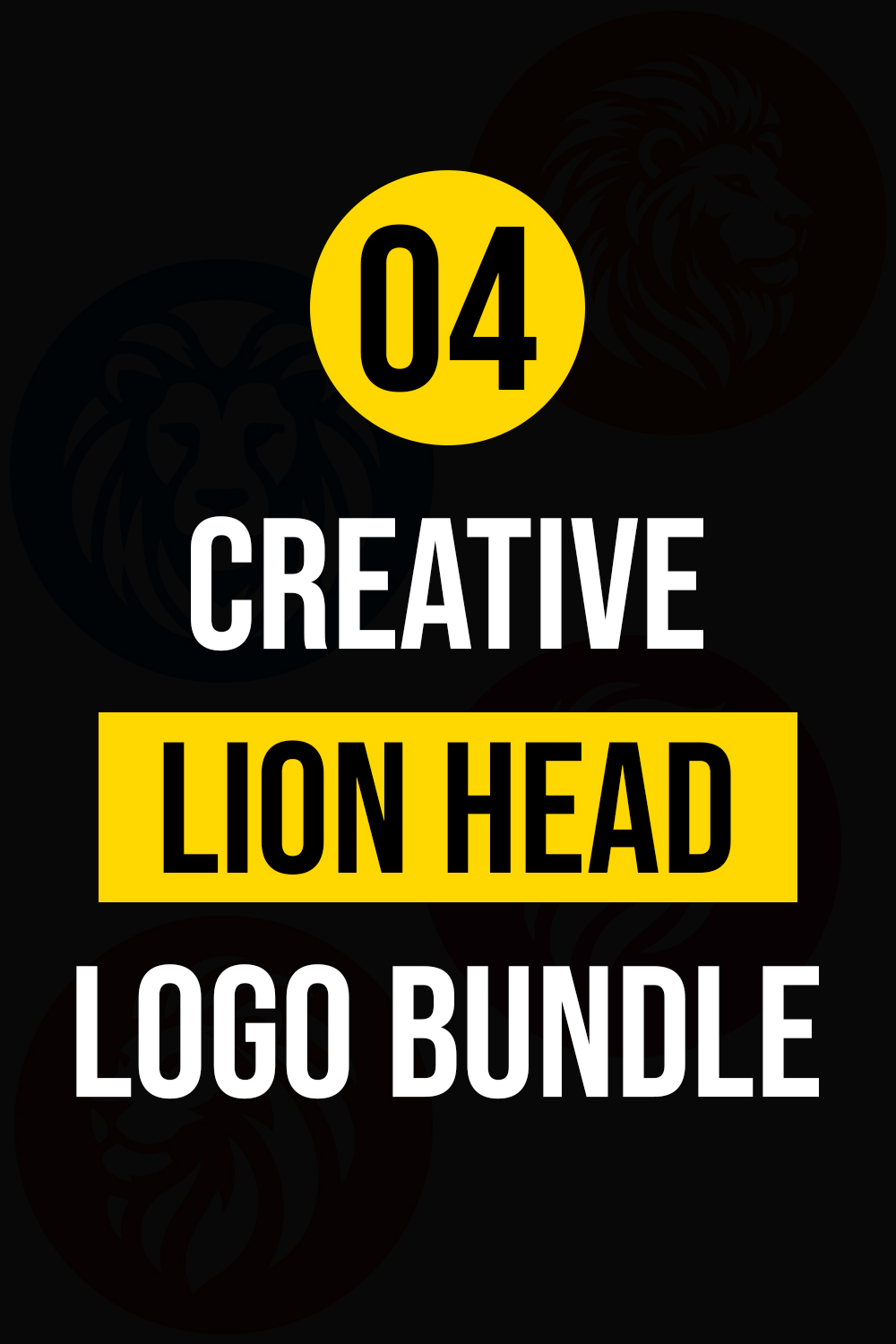 04 Creative Lion Head Logo Bundle pinterest preview image.