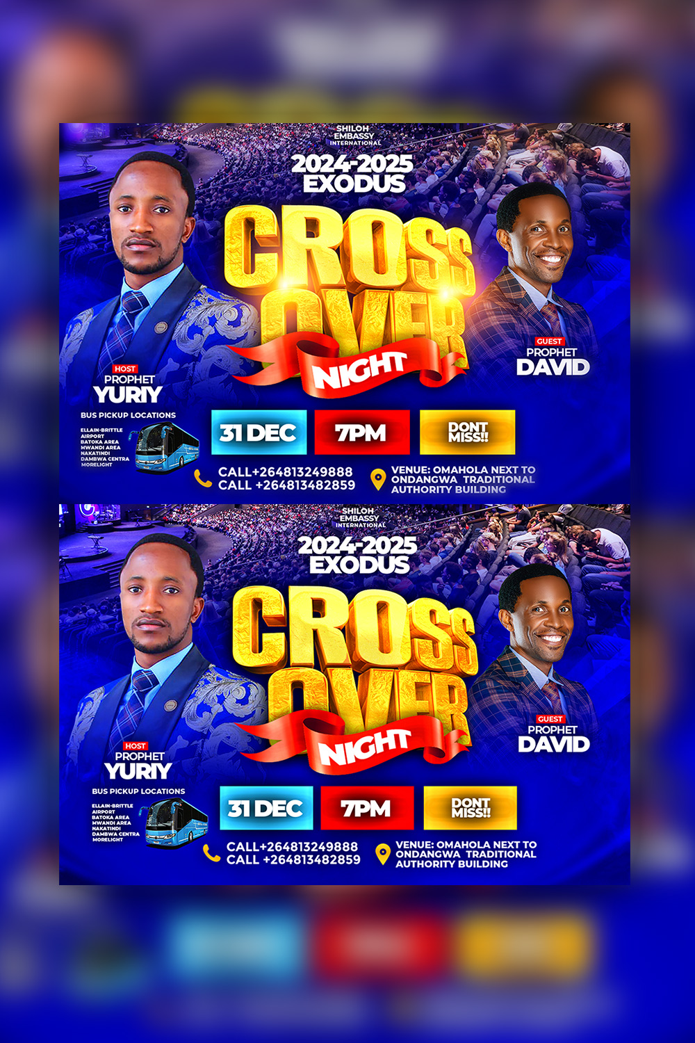 Crossover Church flyer template PSD pinterest preview image.