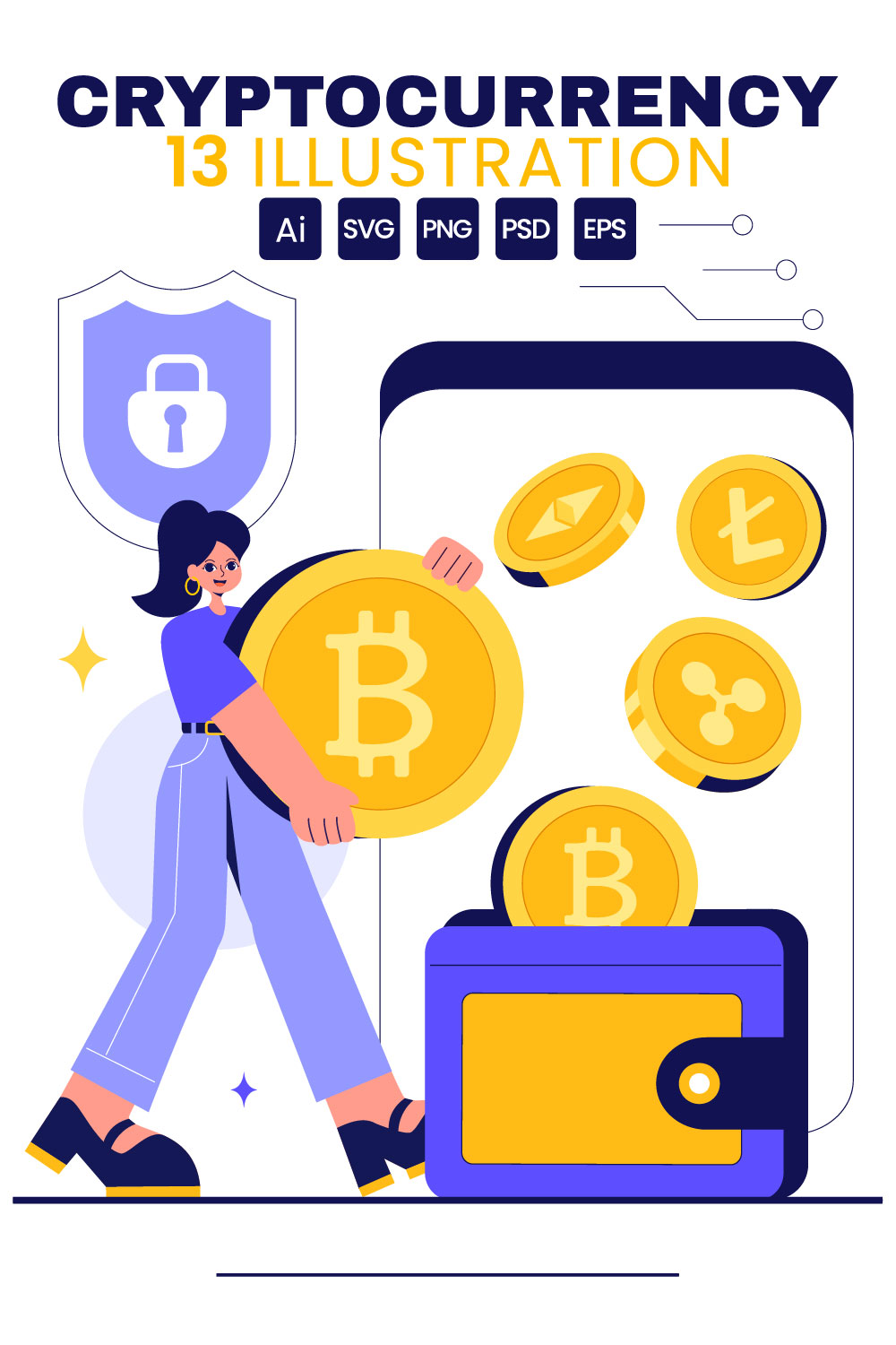 13 Cryptocurrency Wallet Illustration pinterest preview image.