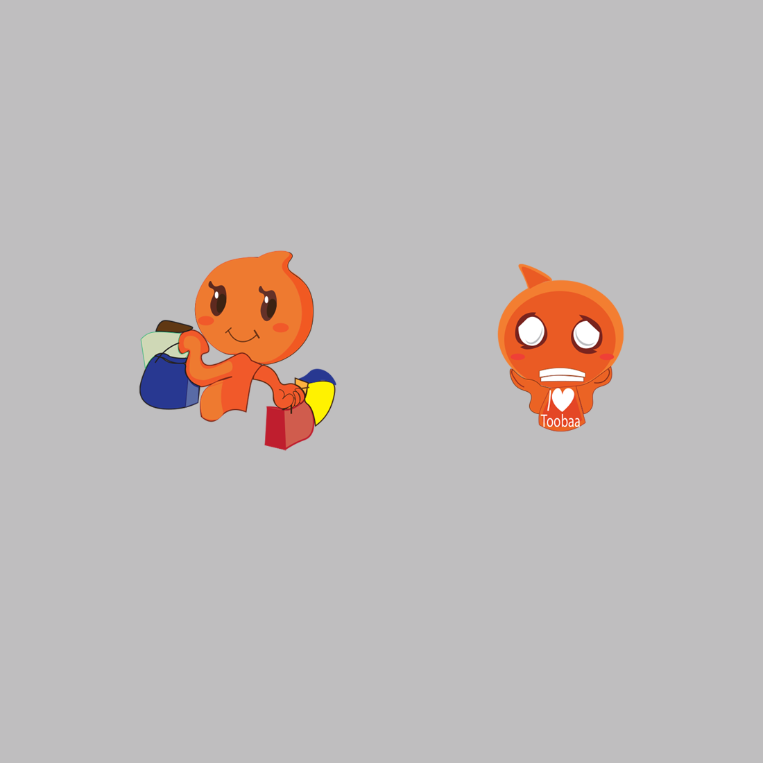 Two cute orange cartoon characters preview image.