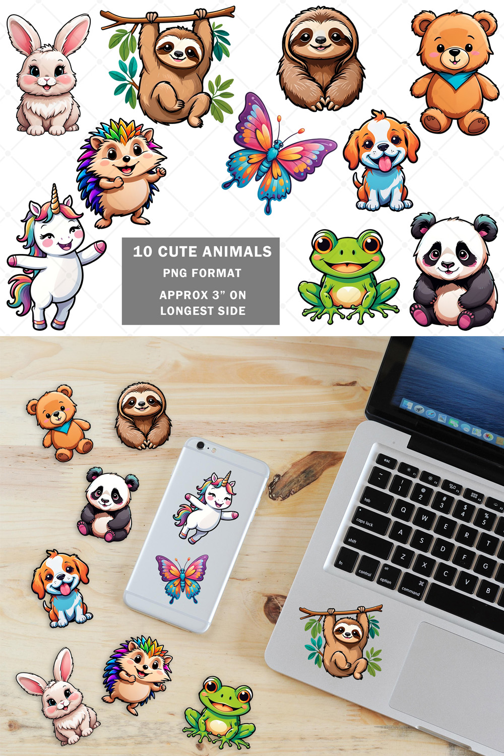 10 Cute Png Cartoon Animals pinterest preview image.