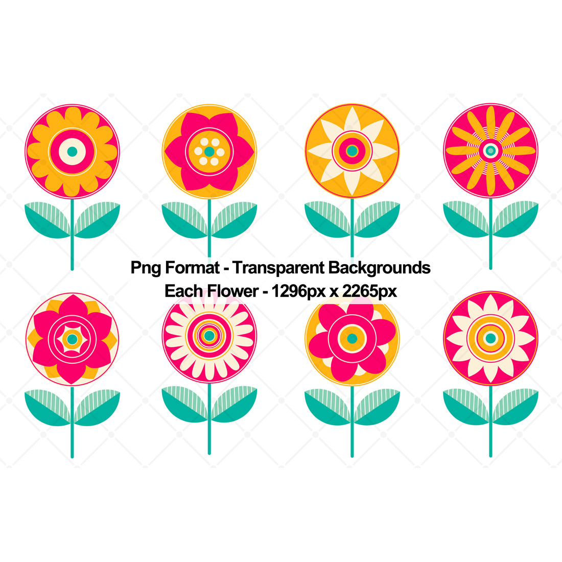 8 Cute Colorful Flowers preview image.