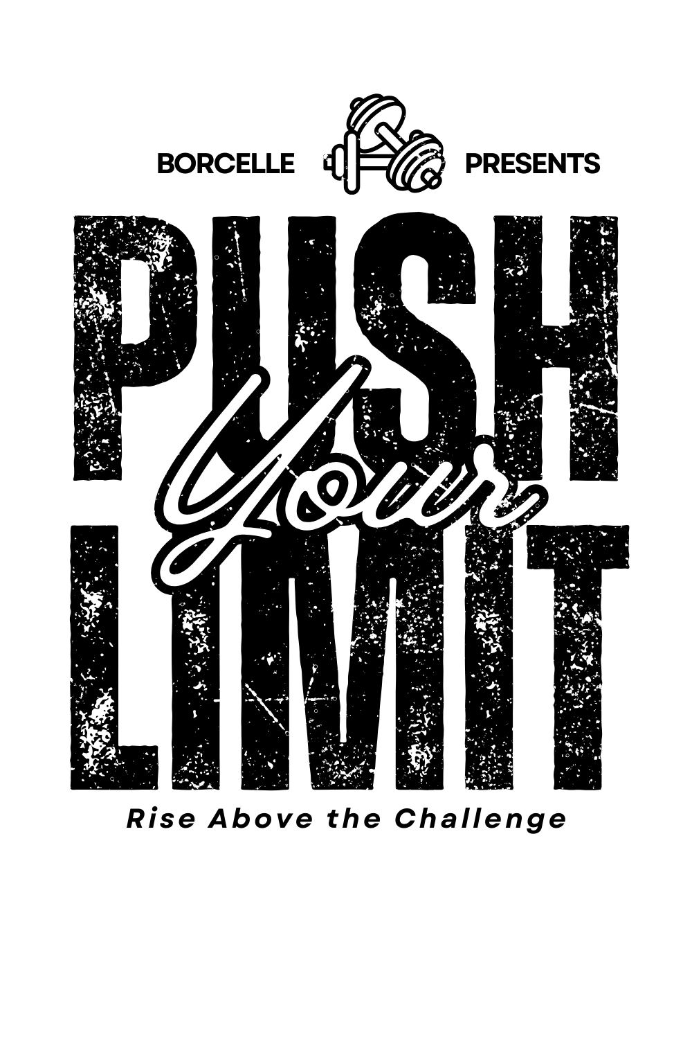 Black and White Gym Motivational T-shirt Design pinterest preview image.