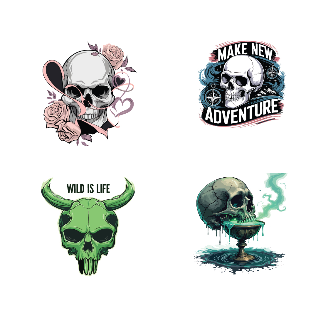 "Dark Rebellion: Skull 9 PNG Bundle preview image.