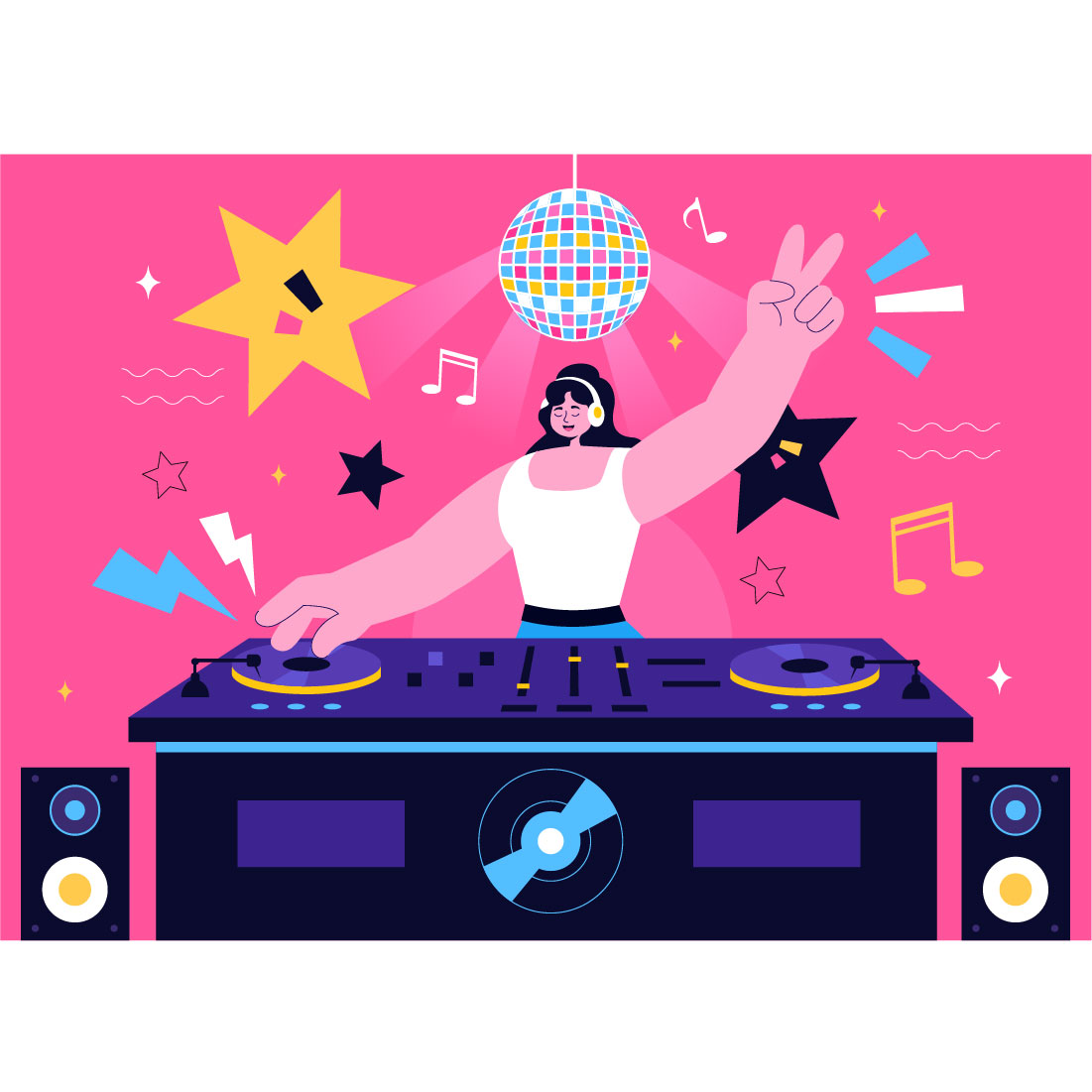 9 Nightlife Club DJ Vector Illustration preview image.