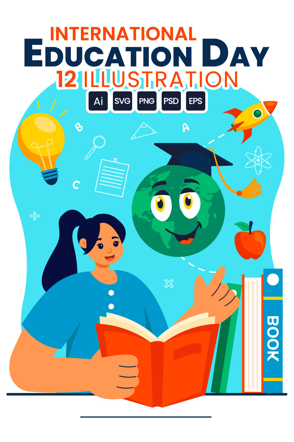 12 International Education Day Illustration pinterest preview image.