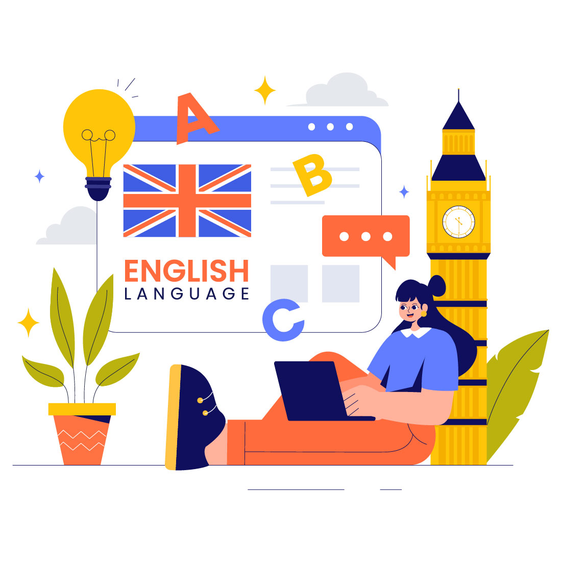 12 English Language Learning Illustration preview image.