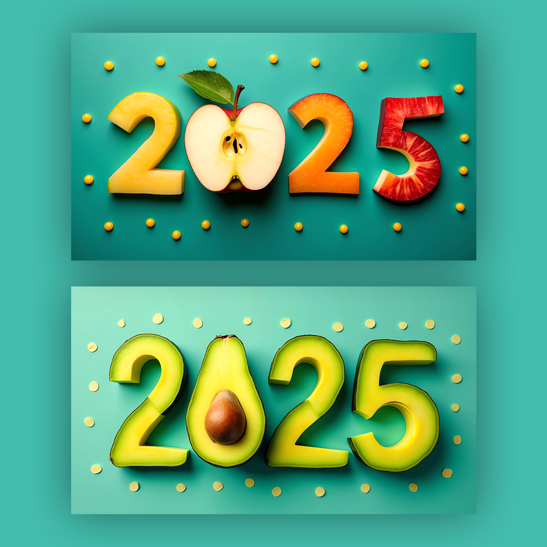 Colorful graphic featuring the year 2025 composed of different slices preview image.