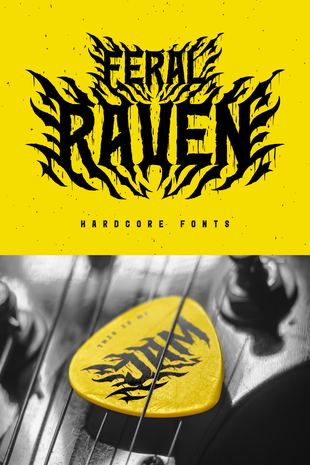 Feral Raven - Hardcore Font pinterest preview image.